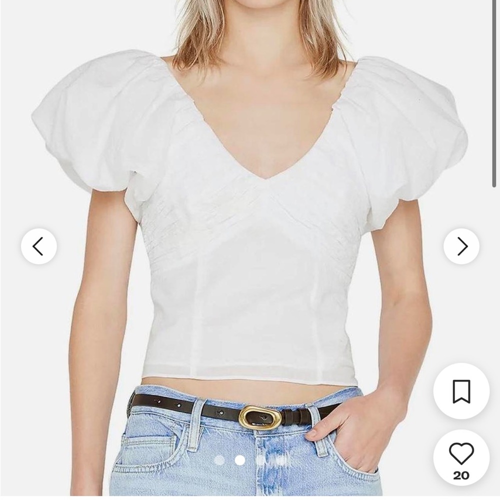 FRAME Elegant White Puff Sleeved Women's Top XS